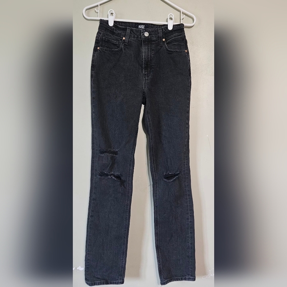 PAIGE Denim - 💙🩷Paige Sarah Slim Jeans Size 25   Destructed Distressed Black Wash💙